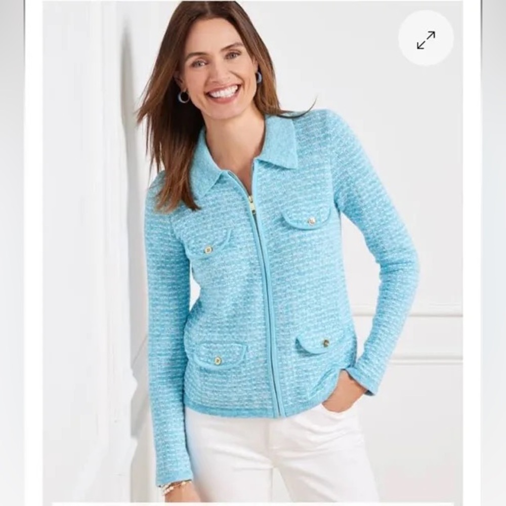 Talbots Women’s Medium Blue Collard Cardigan